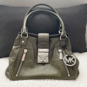 Michael Kors Jenna Satchel, Olive Green, Soft Leather Shoulder Bag